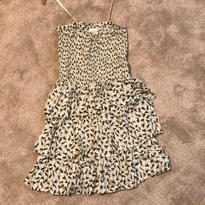 Horse print ruffle strapless mini dress